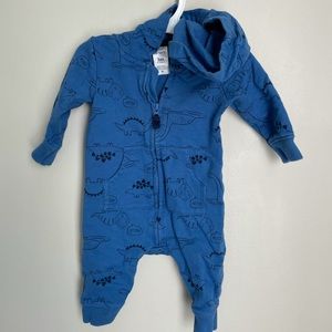 Blue, half zip, one-piece for baby boy